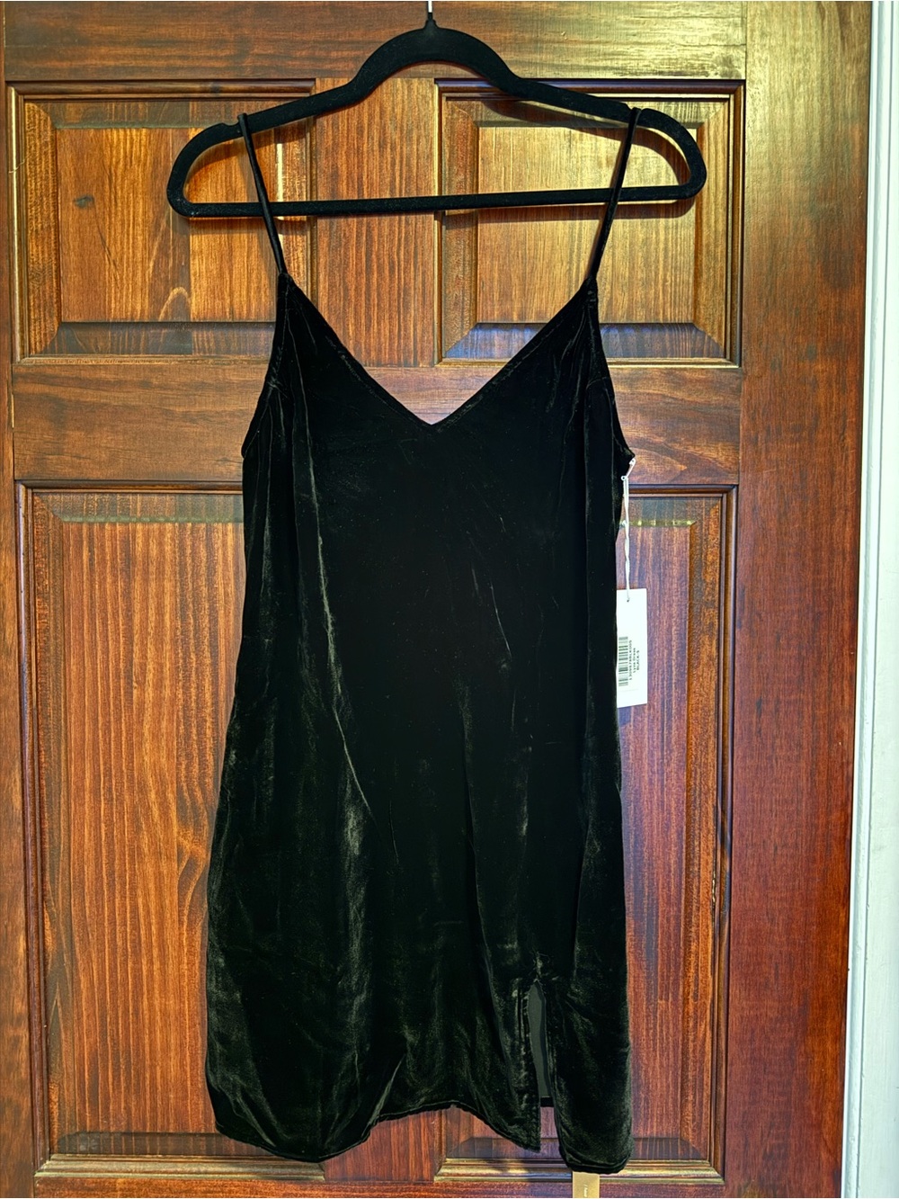 Reformation Black Velvet Mini Slip Dress